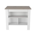 Tuhome Cala Kitchen Island Antibacterial, Three Shelves, Four Legs, Light Gray/White AZB5772